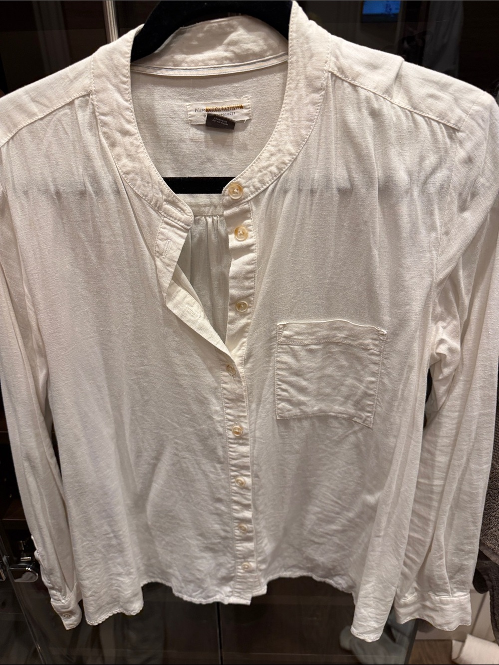 Pilcro White Button-Down Round-Neck Shirt